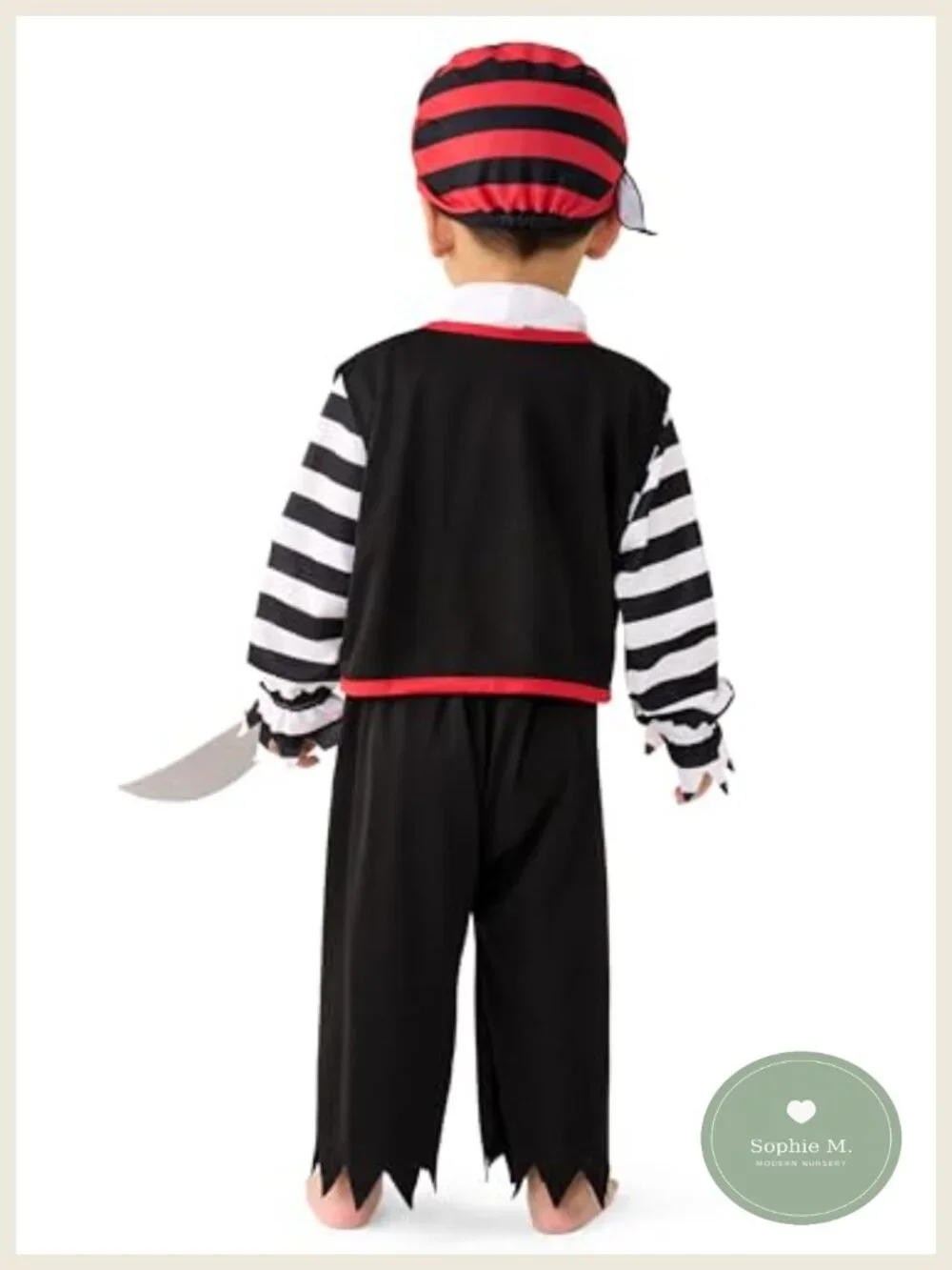 Infant Pirate Costume Set with Vest, Shirt, Pants & Fabric Knife - Halloween